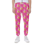 Pink Banana Pattern Print Scuba Joggers