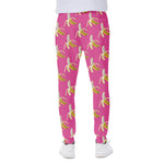 Pink Banana Pattern Print Scuba Joggers