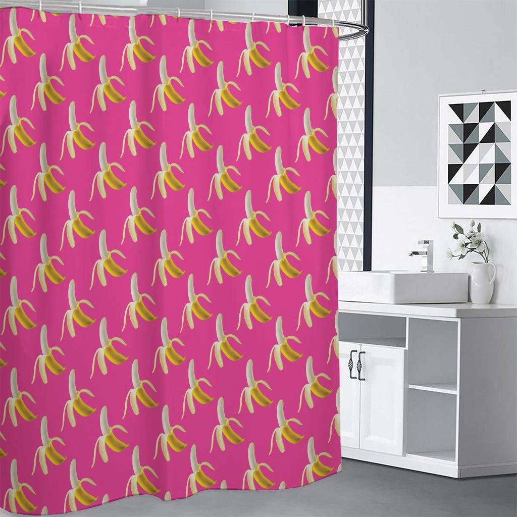 Pink Banana Pattern Print Shower Curtain