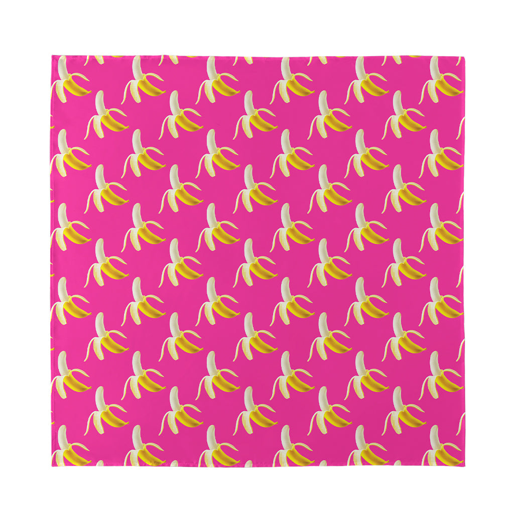 Pink Banana Pattern Print Silk Bandana