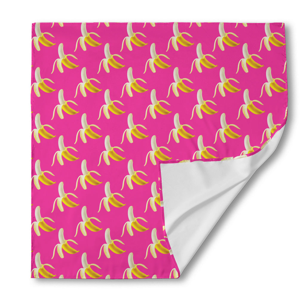 Pink Banana Pattern Print Silk Bandana