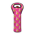 Pink Banana Pattern Print Single Neoprene Wine Tote