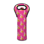 Pink Banana Pattern Print Single Neoprene Wine Tote