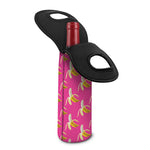 Pink Banana Pattern Print Single Neoprene Wine Tote