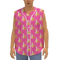 Pink Banana Pattern Print Sleeveless Baseball Jersey