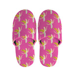 Pink Banana Pattern Print Slippers