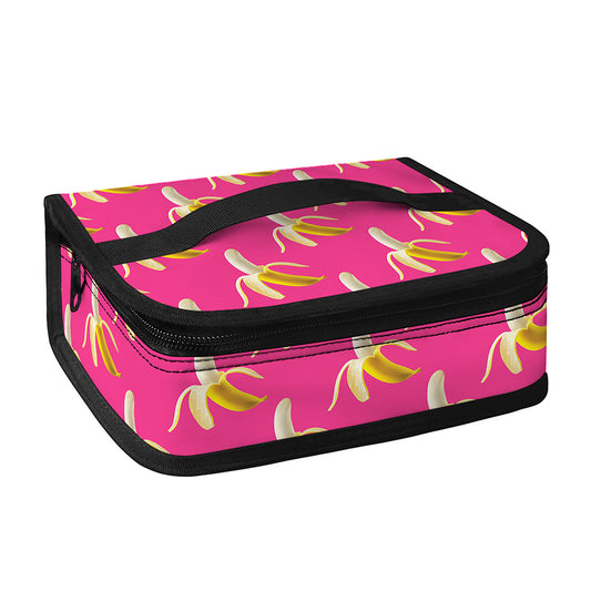 Pink Banana Pattern Print Small Lunch Bag