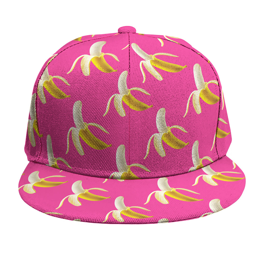 Pink Banana Pattern Print Snapback Cap