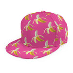 Pink Banana Pattern Print Snapback Cap