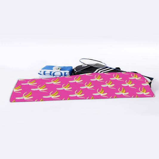 Pink Banana Pattern Print Sports Towel