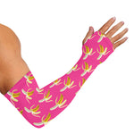 Pink Banana Pattern Print Sun Protection Arm Sleeves