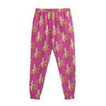 Pink Banana Pattern Print Sweatpants