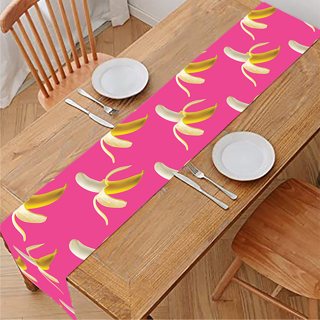 Pink Banana Pattern Print Table Runner