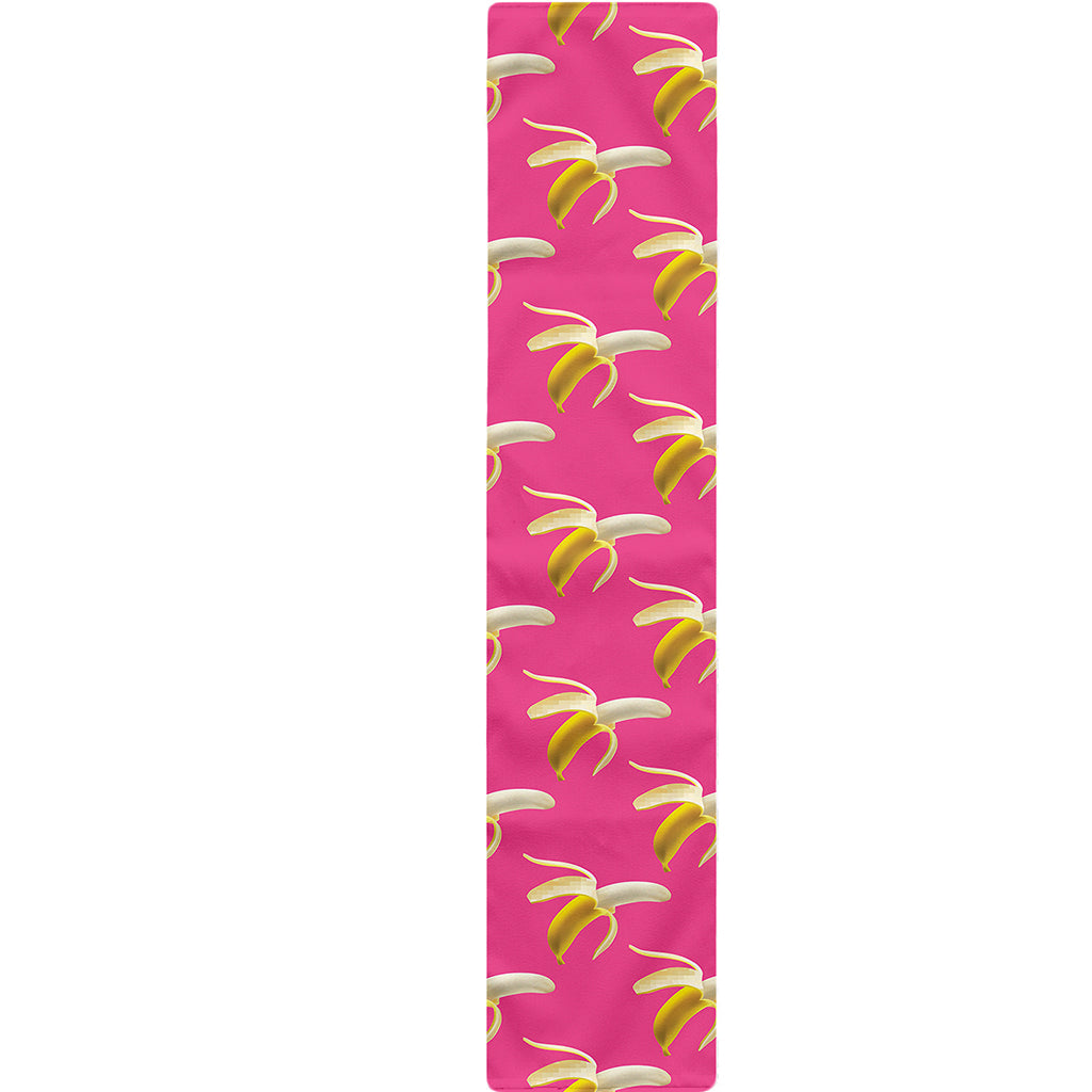 Pink Banana Pattern Print Table Runner