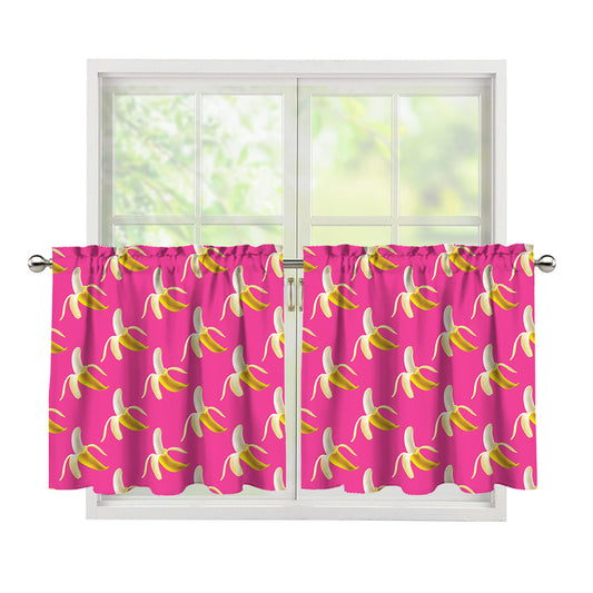 Pink Banana Pattern Print Tier Curtains