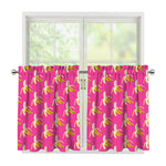 Pink Banana Pattern Print Tier Curtains