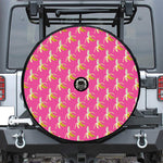 Pink Banana Pattern Print Tire Cover With Camera Hole