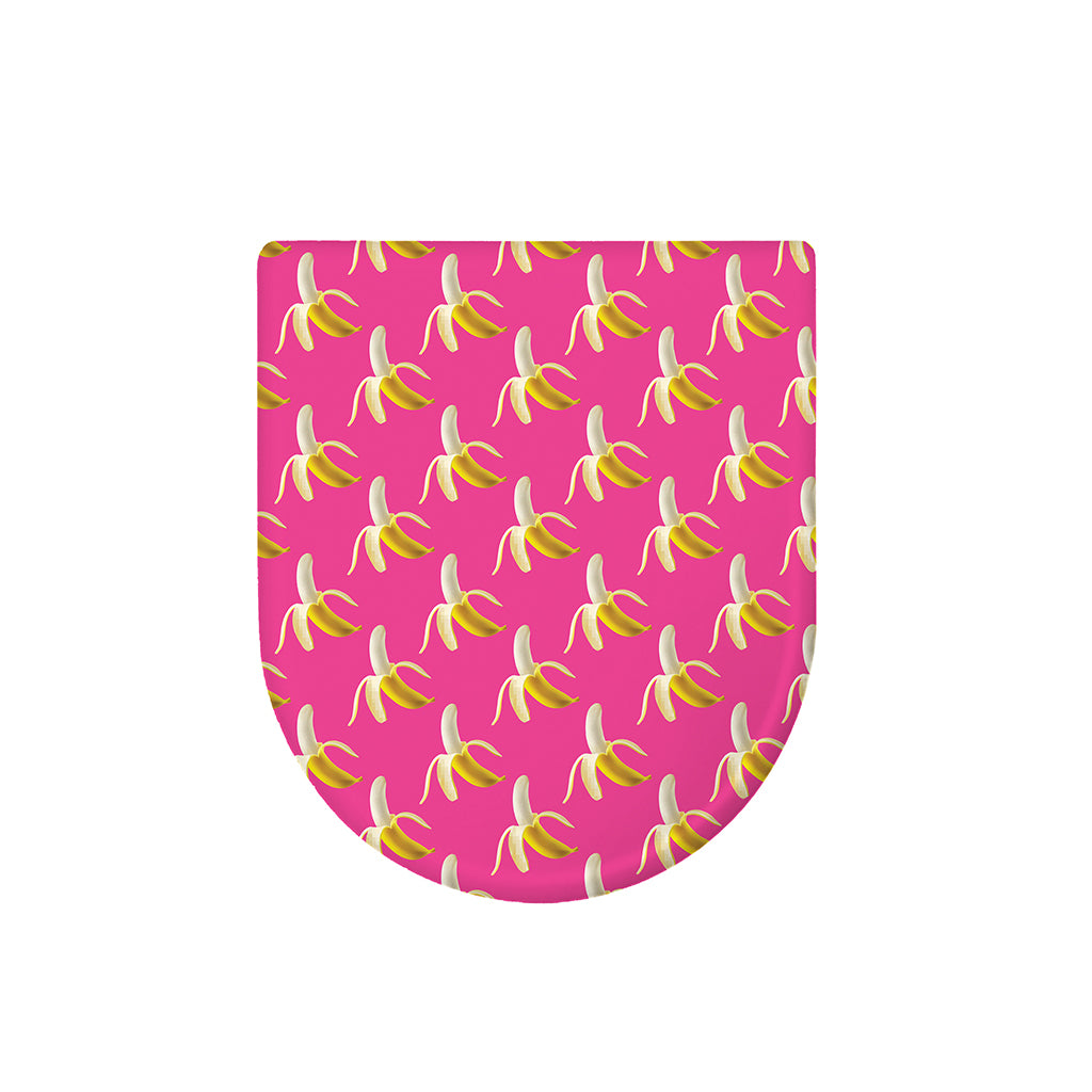 Pink Banana Pattern Print Toilet Lid Cover