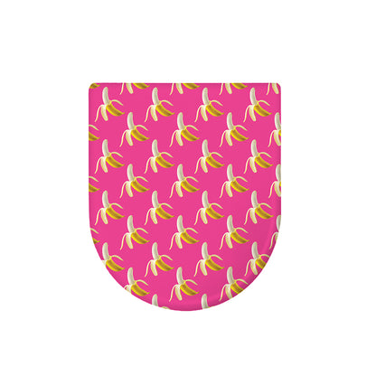 Pink Banana Pattern Print Toilet Lid Cover