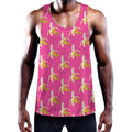 Pink Banana Pattern Print Men's Workout Tank Top