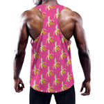 Pink Banana Pattern Print Training Tank Top