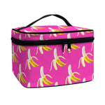 Pink Banana Pattern Print Travel Makeup Bag