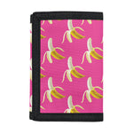 Pink Banana Pattern Print Trifold Wallet