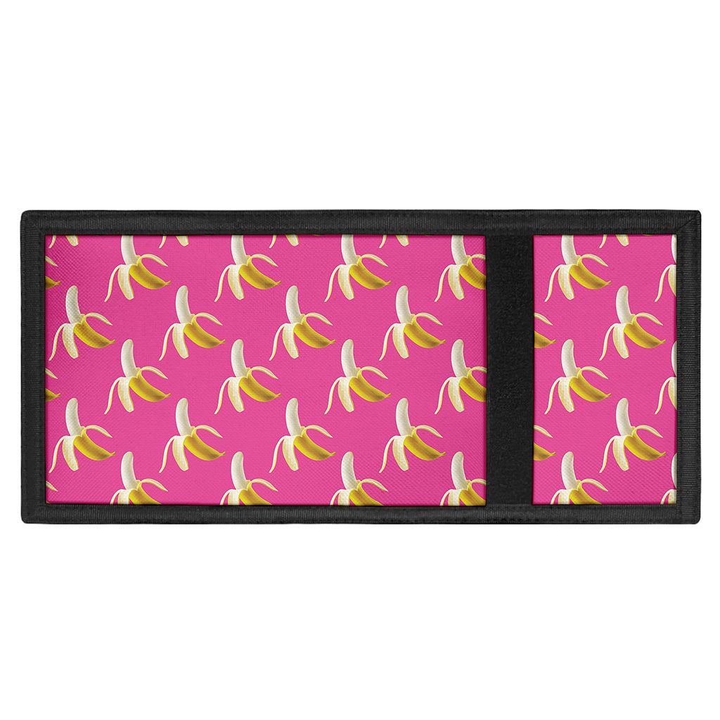 Pink Banana Pattern Print Trifold Wallet