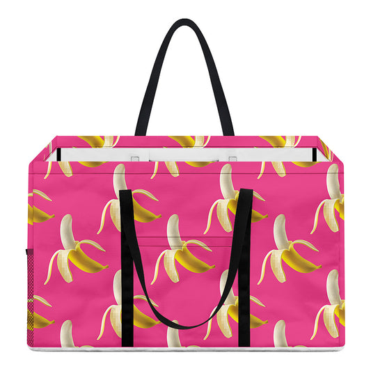 Pink Banana Pattern Print Utility Tote Bag
