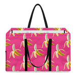 Pink Banana Pattern Print Utility Tote Bag