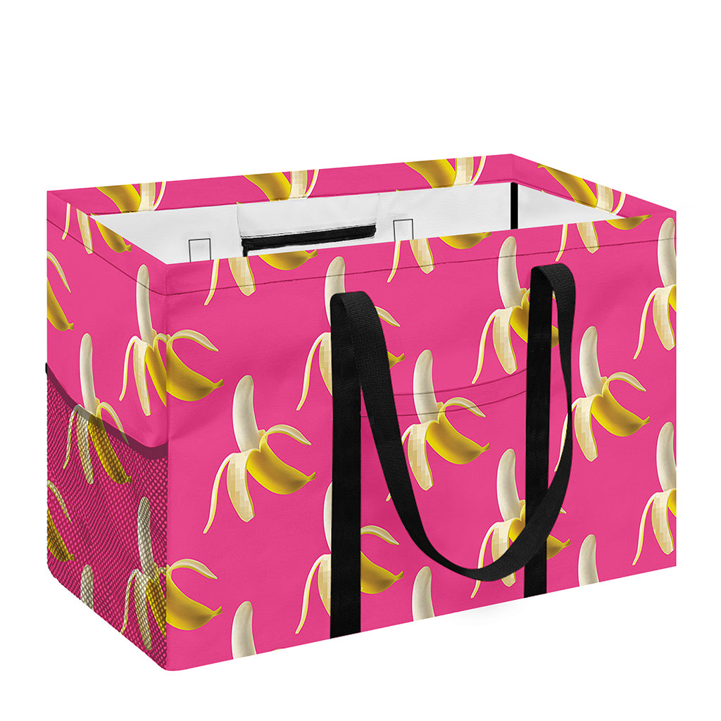 Pink Banana Pattern Print Utility Tote Bag