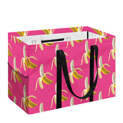 Pink Banana Pattern Print Utility Tote Bag