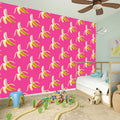 Pink Banana Pattern Print Wall Sticker
