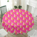 Pink Banana Pattern Print Waterproof Round Tablecloth