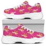 Pink Banana Pattern Print White Chunky Shoes