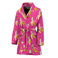 Pink Banana Pattern Print Women's Bathrobe