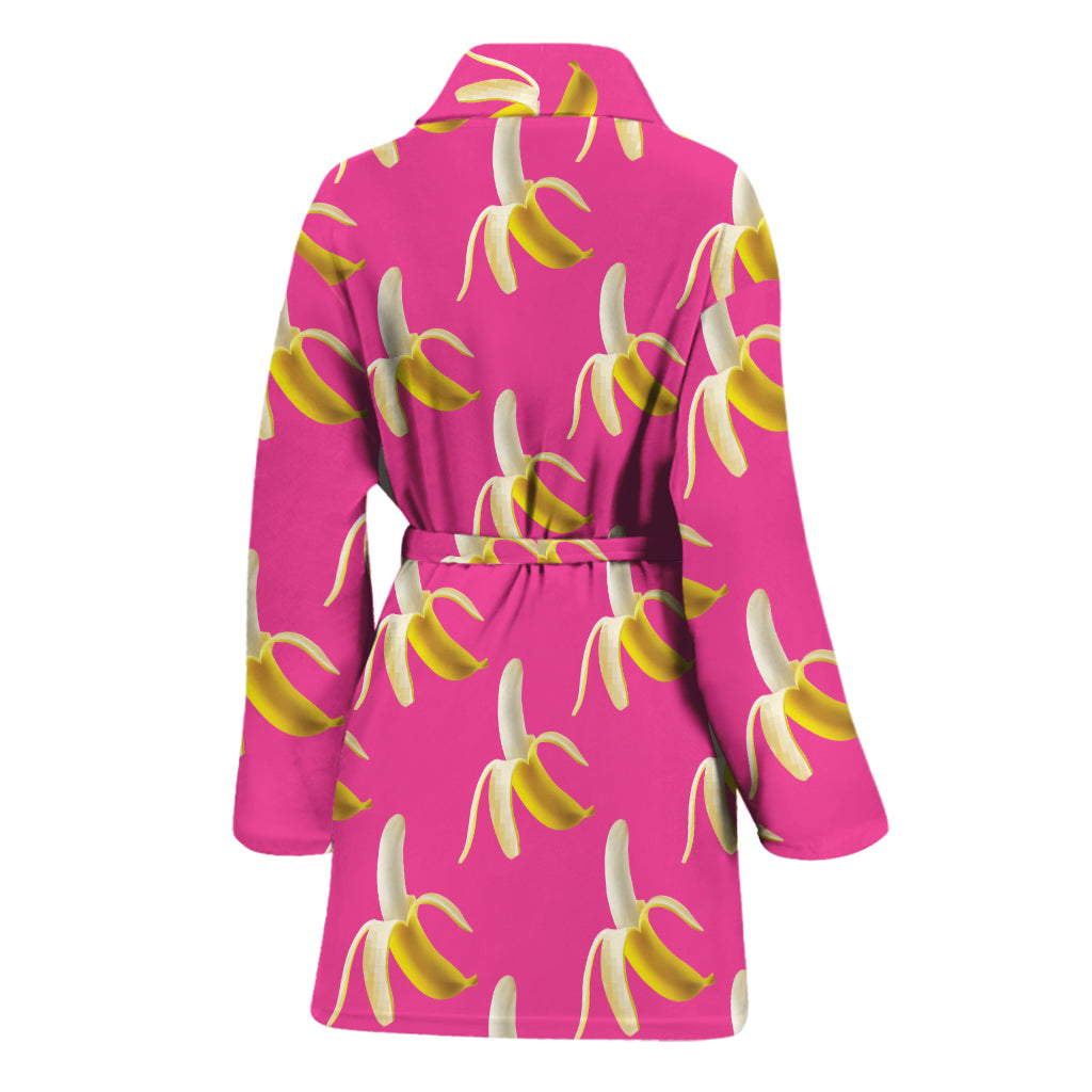 Pink Banana Pattern Print Women's Bathrobe