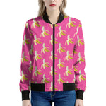 Pink Banana Pattern Print Women's Bomber Jacket