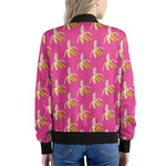 Pink Banana Pattern Print Women's Bomber Jacket