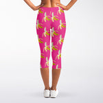 Pink Banana Pattern Print Women's Capri Leggings