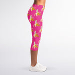 Pink Banana Pattern Print Women's Capri Leggings