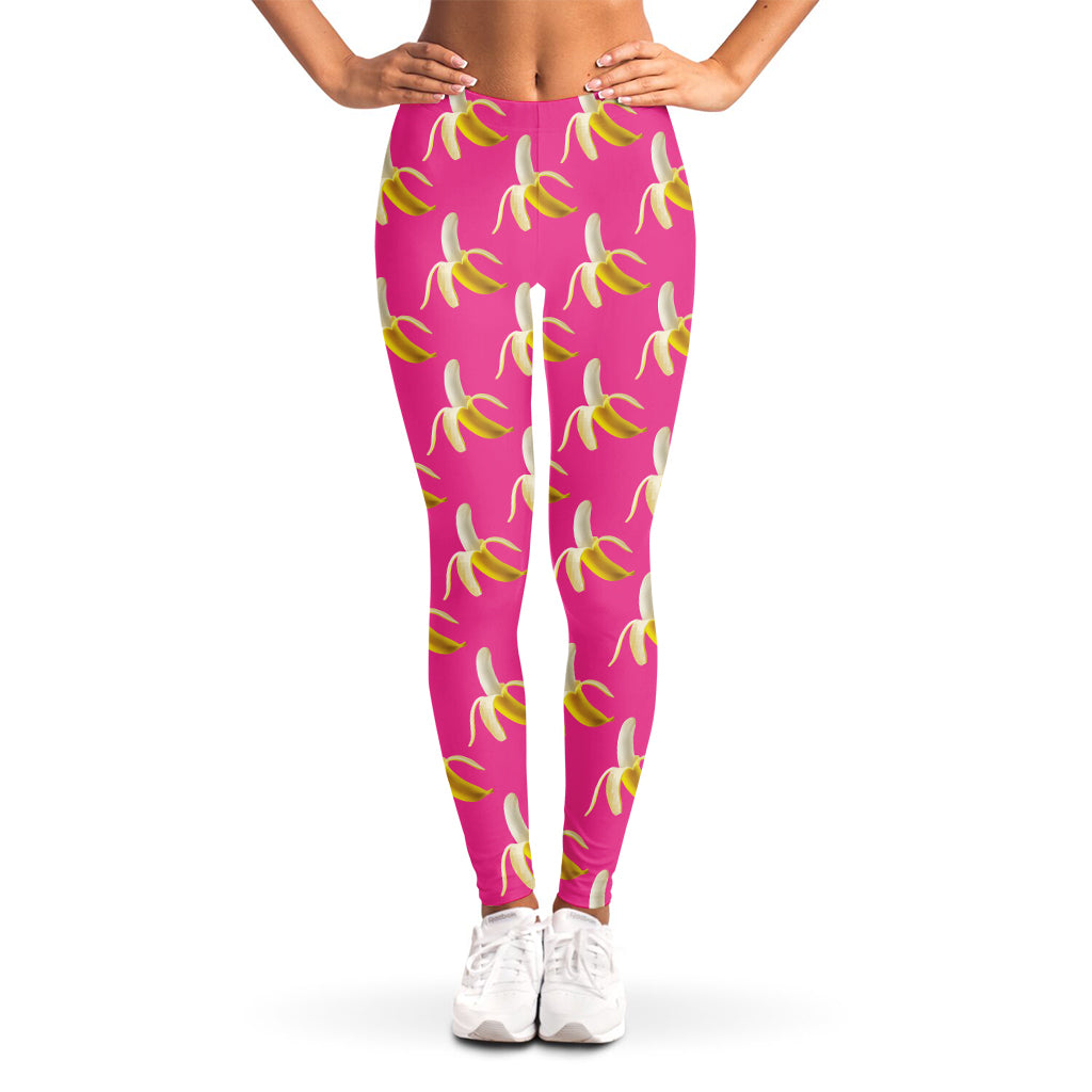 Pink Banana Pattern Print Women's Leggings