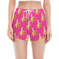 Pink Banana Pattern Print Women's Split Running Shorts