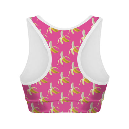 Pink Banana Pattern Print Women's Sports Bra