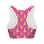 Pink Banana Pattern Print Women's Sports Bra