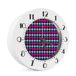 Pink Blue And Black Houndstooth Print Alarm Clock
