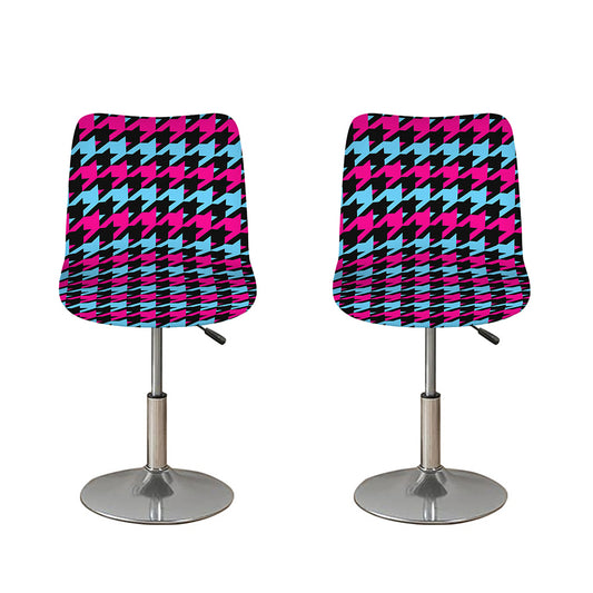 Pink Blue And Black Houndstooth Print Bar Stool Covers