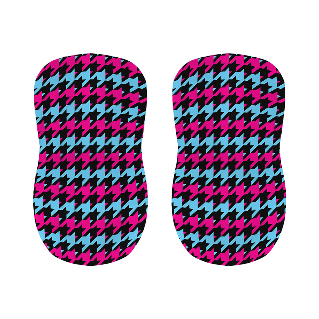 Pink Blue And Black Houndstooth Print Bar Stool Covers