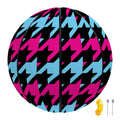 Pink Blue And Black Houndstooth Print Basketball