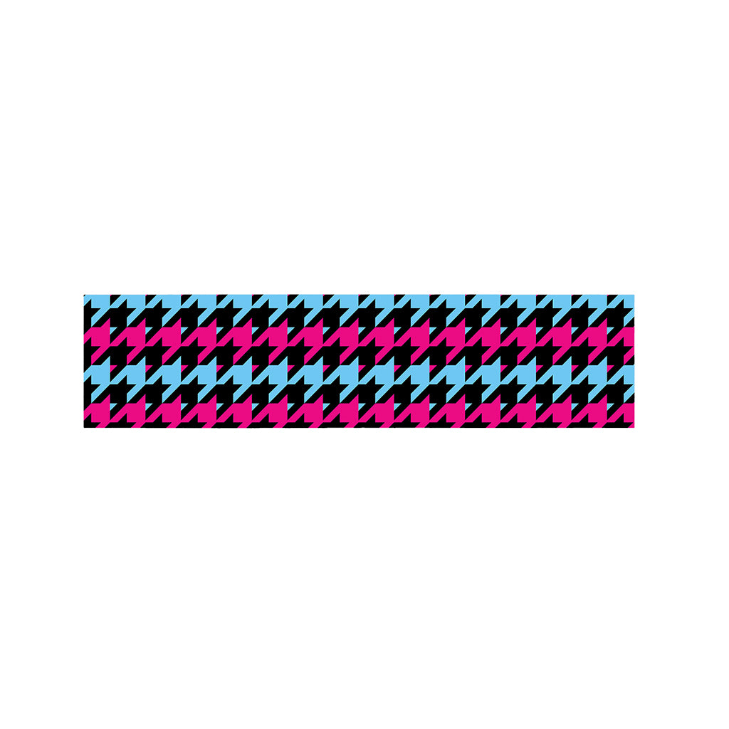 Pink Blue And Black Houndstooth Print Bed Runner